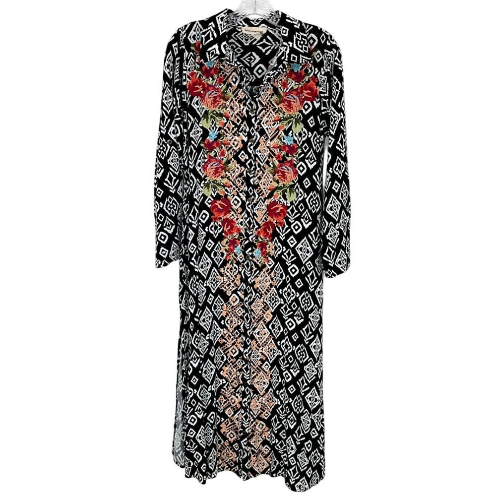 Savanna Jane Dress Women‎ S Multicolor Embroidered Floral Slit Side Patterned